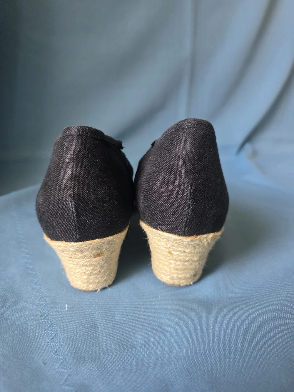 Beacon Black Lace Espadrille Wedge Heels  Size 10N
